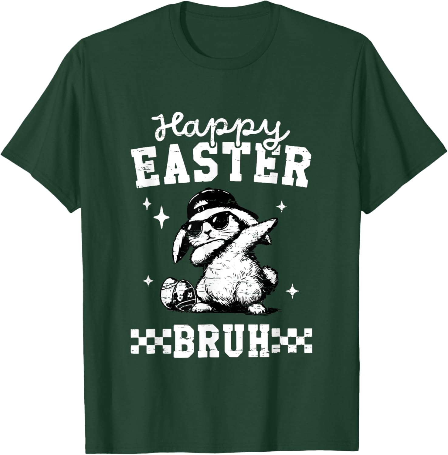 Retro Happy Easter Bruh Bunny Dabbing Funny Eggs Easter Day T-Shirt