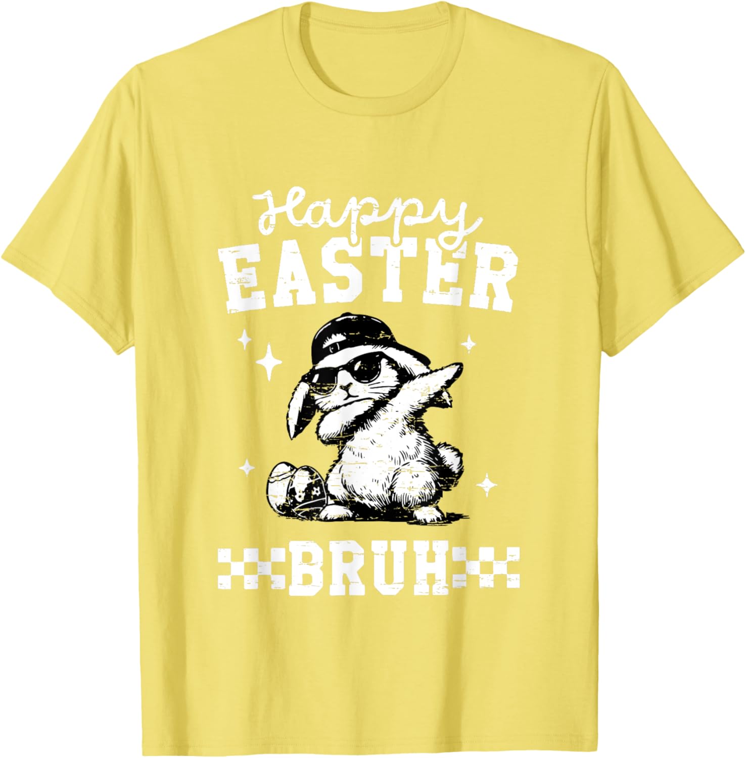 Retro Happy Easter Bruh Bunny Dabbing Funny Eggs Easter Day T-Shirt