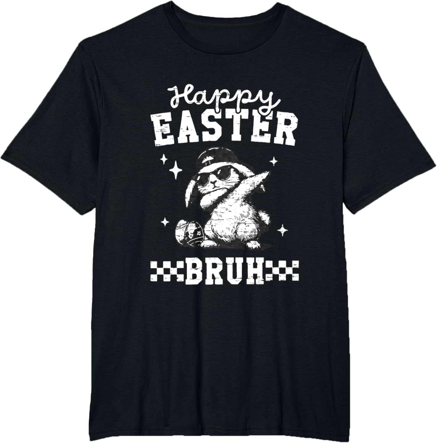 Retro Happy Easter Bruh Bunny Dabbing Funny Eggs Easter Day T-Shirt