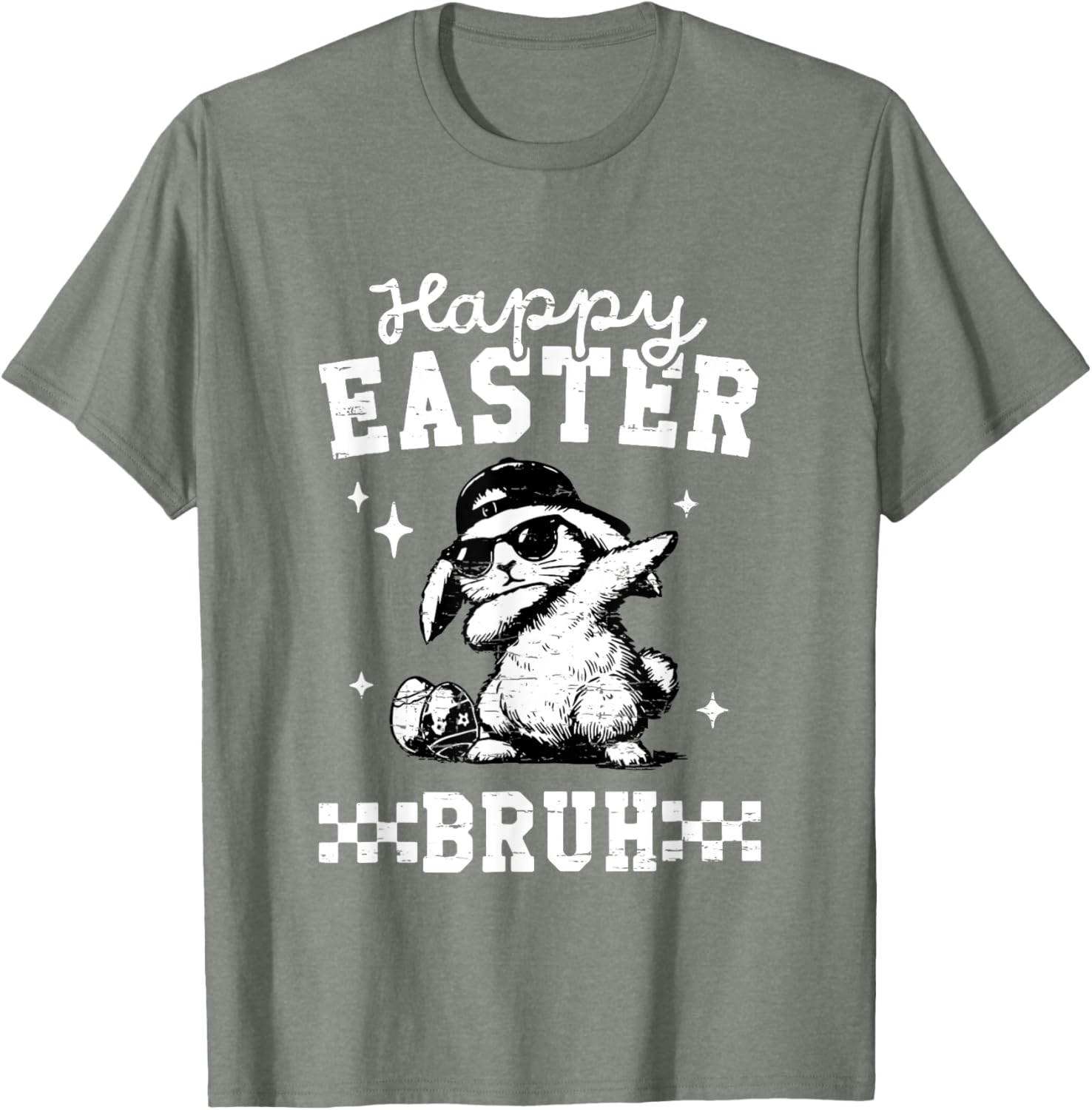 Retro Happy Easter Bruh Bunny Dabbing Funny Eggs Easter Day T-Shirt