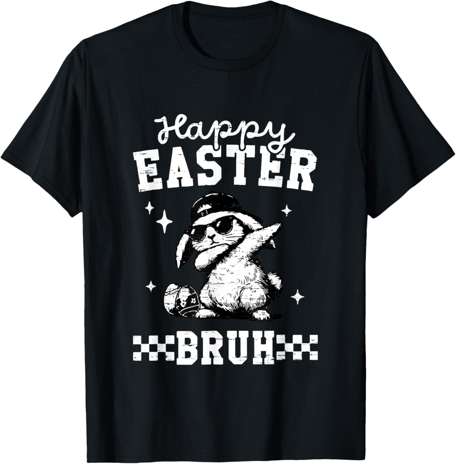 Retro Happy Easter Bruh Bunny Dabbing Funny Eggs Easter Day T-Shirt