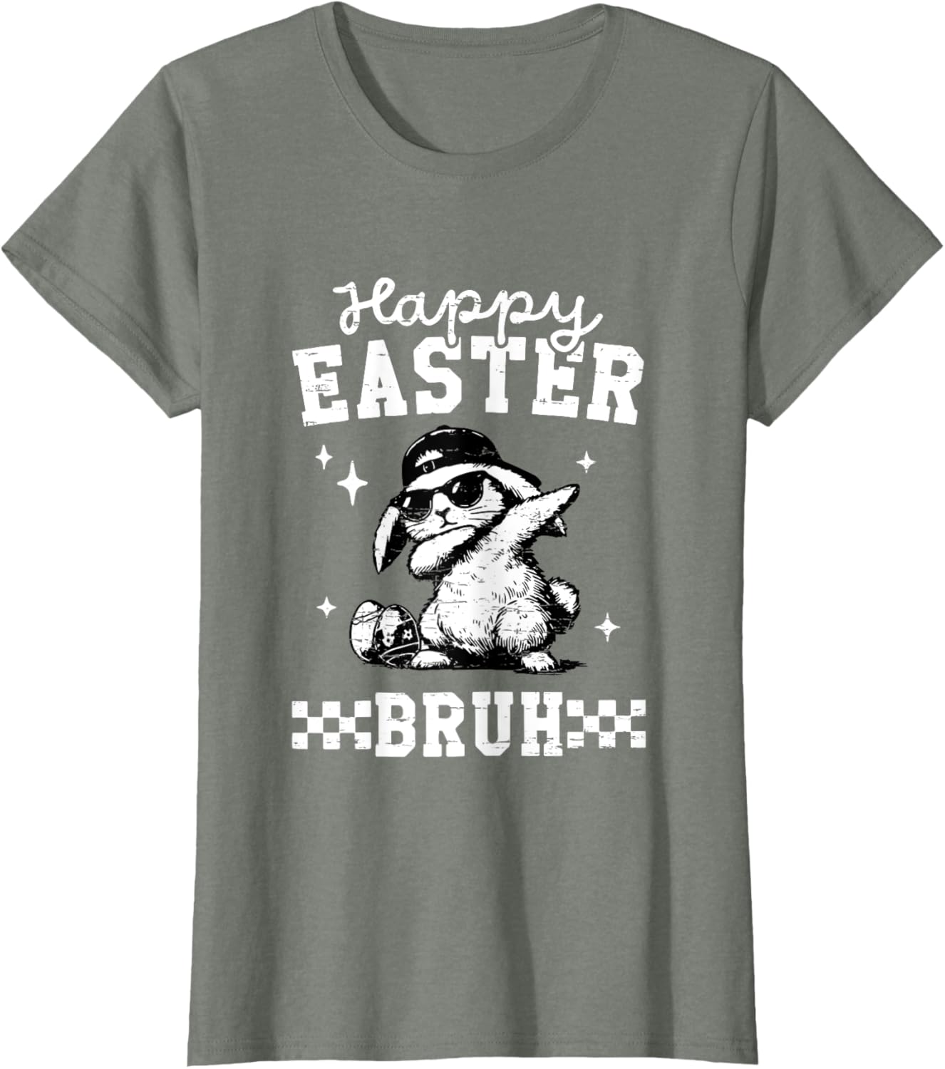 Retro Happy Easter Bruh Bunny Dabbing Funny Eggs Easter Day T-Shirt