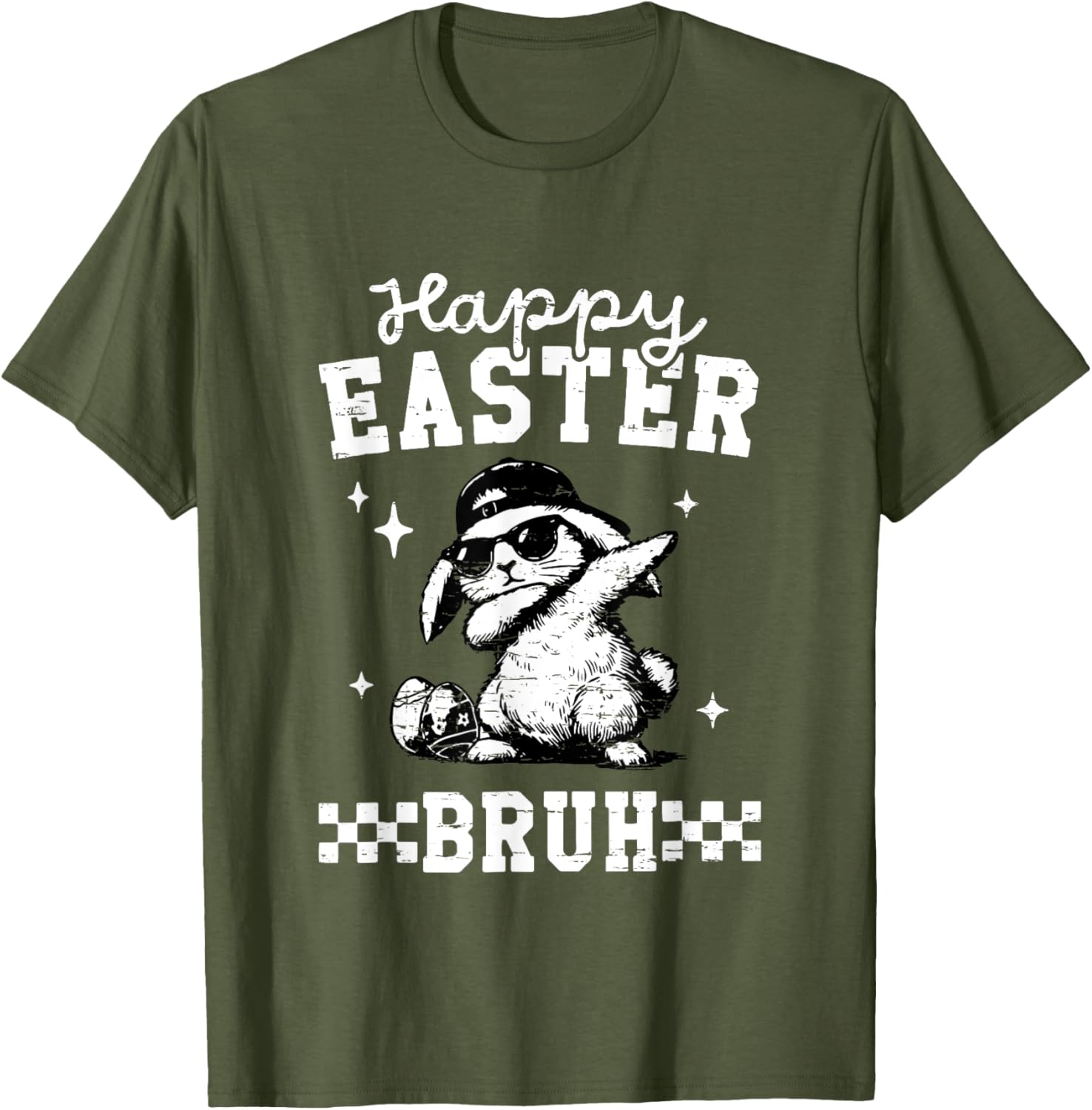 Retro Happy Easter Bruh Bunny Dabbing Funny Eggs Easter Day T-Shirt