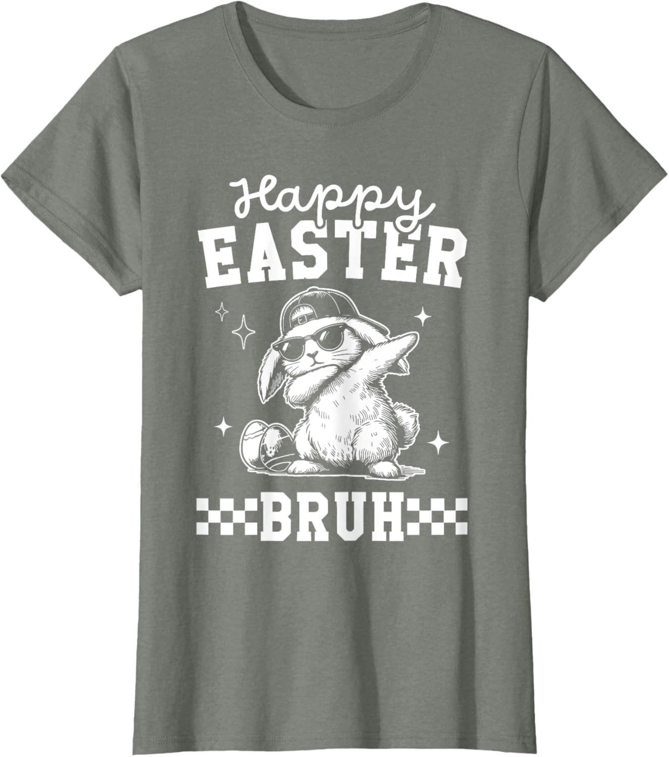 Retro Happy Easter Bruh Bunny Dabbing Tool Kids Easter Women T-Shirt