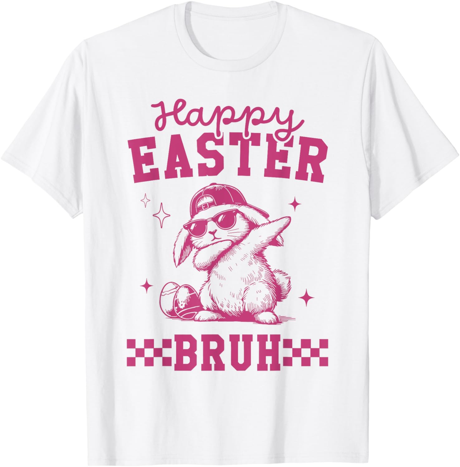 Retro Happy Easter Bruh Bunny Dabbing Tool Kids Easter Women T-Shirt