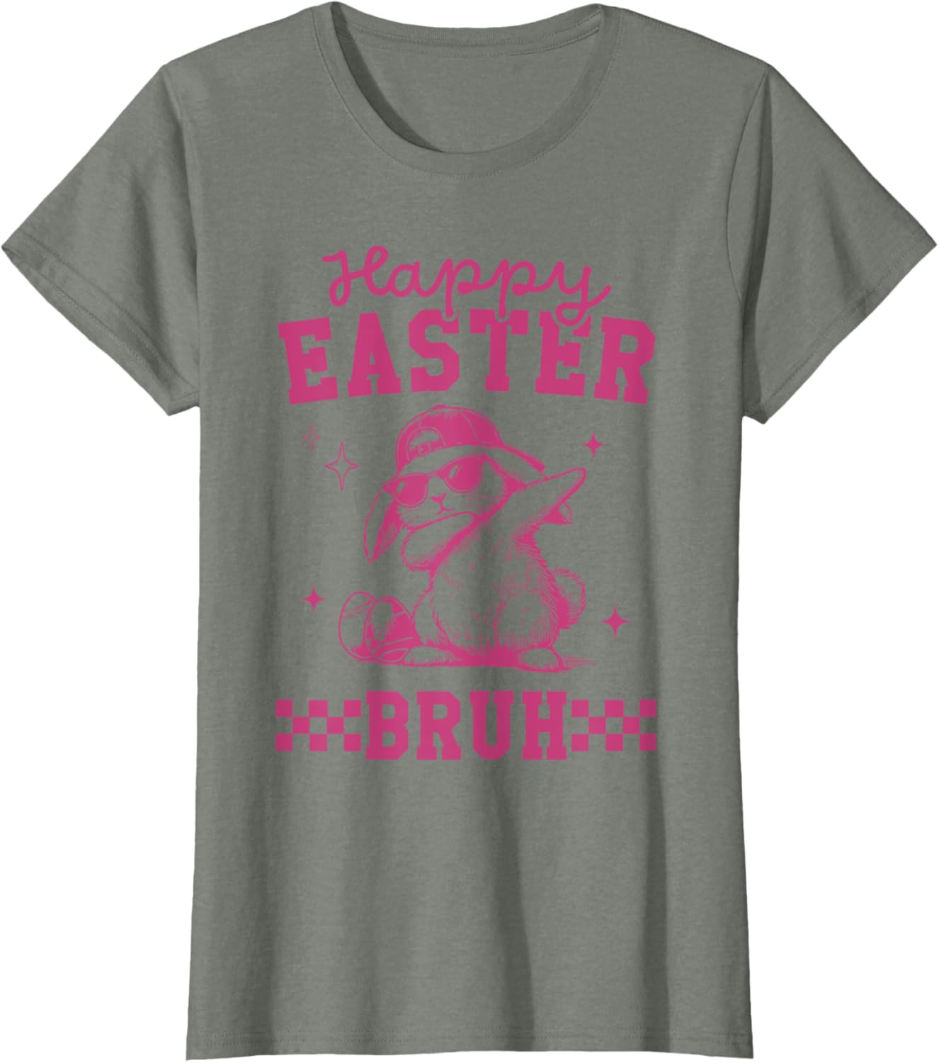 Retro Happy Easter Bruh Bunny Dabbing Tool Kids Easter Women T-Shirt