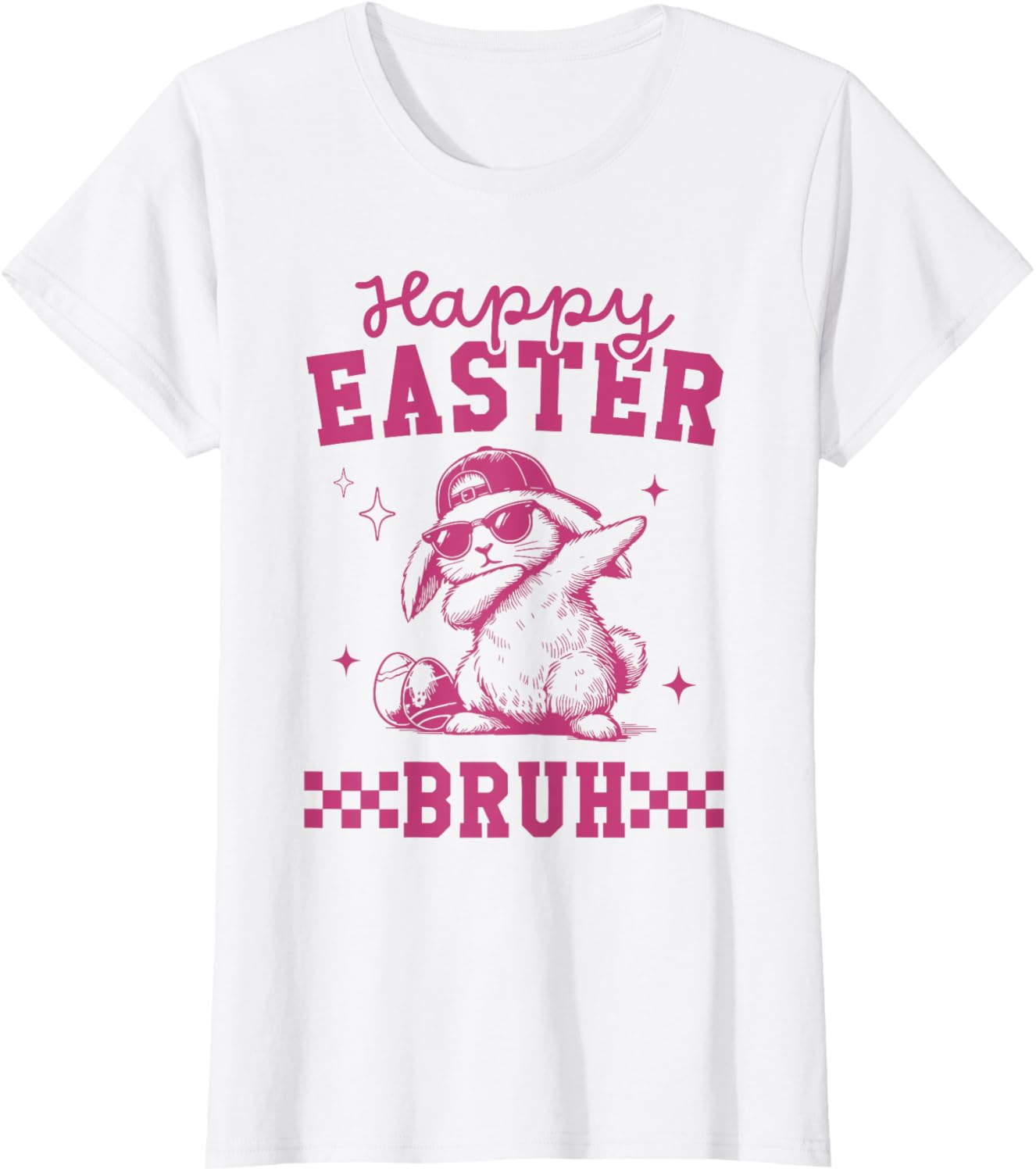 Retro Happy Easter Bruh Bunny Dabbing Tool Kids Easter Women T-Shirt