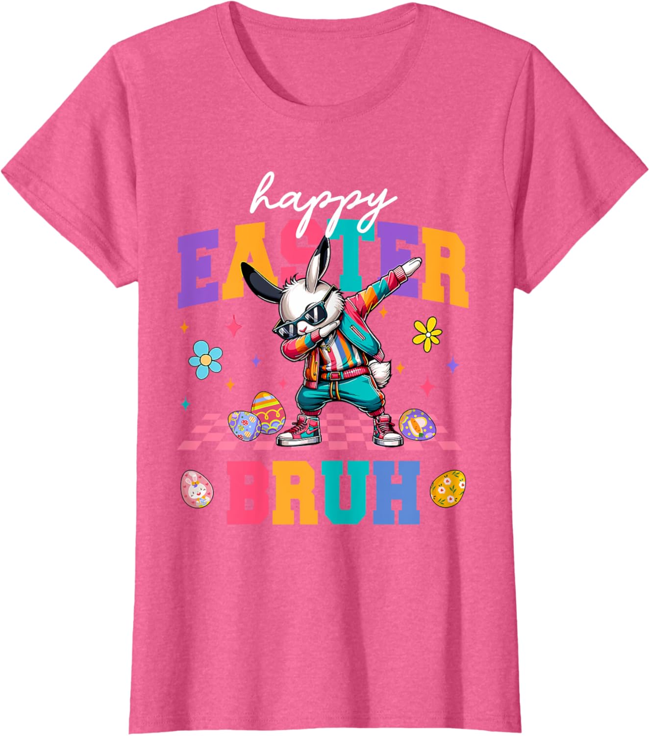 Retro Happy Easter Bruh Bunny Dabbing Tool Kids Easter Women T-Shirt