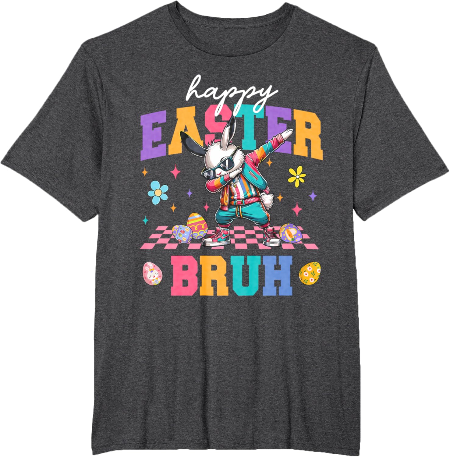 Retro Happy Easter Bruh Bunny Dabbing Tool Kids Easter Women T-Shirt