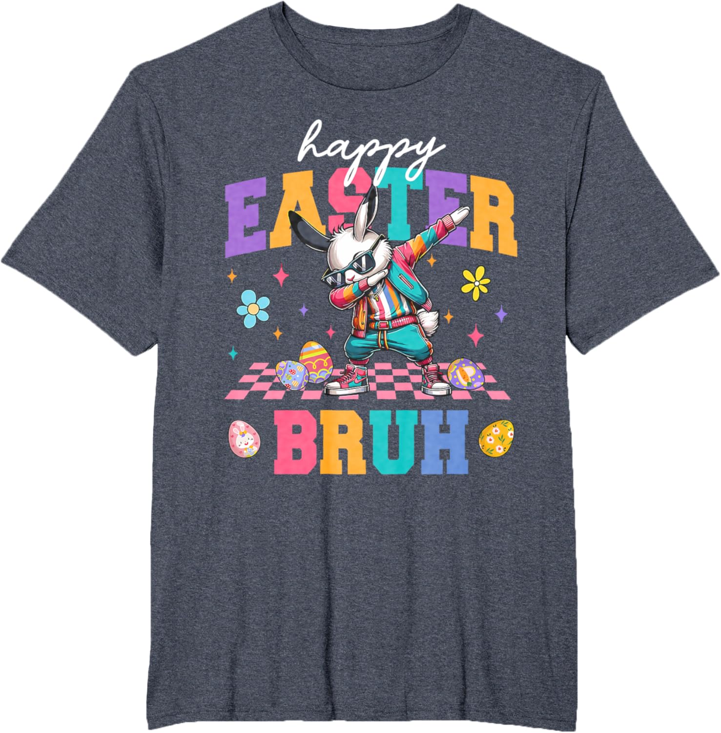 Retro Happy Easter Bruh Bunny Dabbing Tool Kids Easter Women T-Shirt