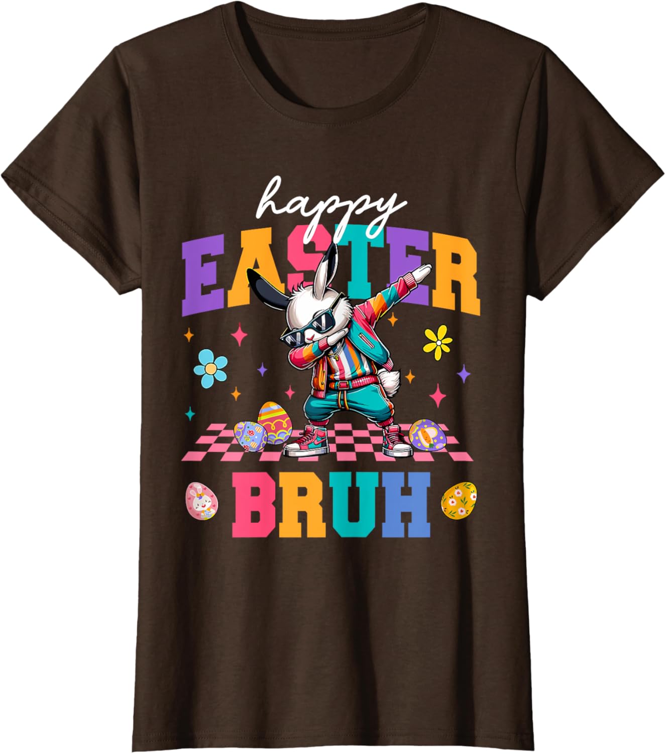 Retro Happy Easter Bruh Bunny Dabbing Tool Kids Easter Women T-Shirt