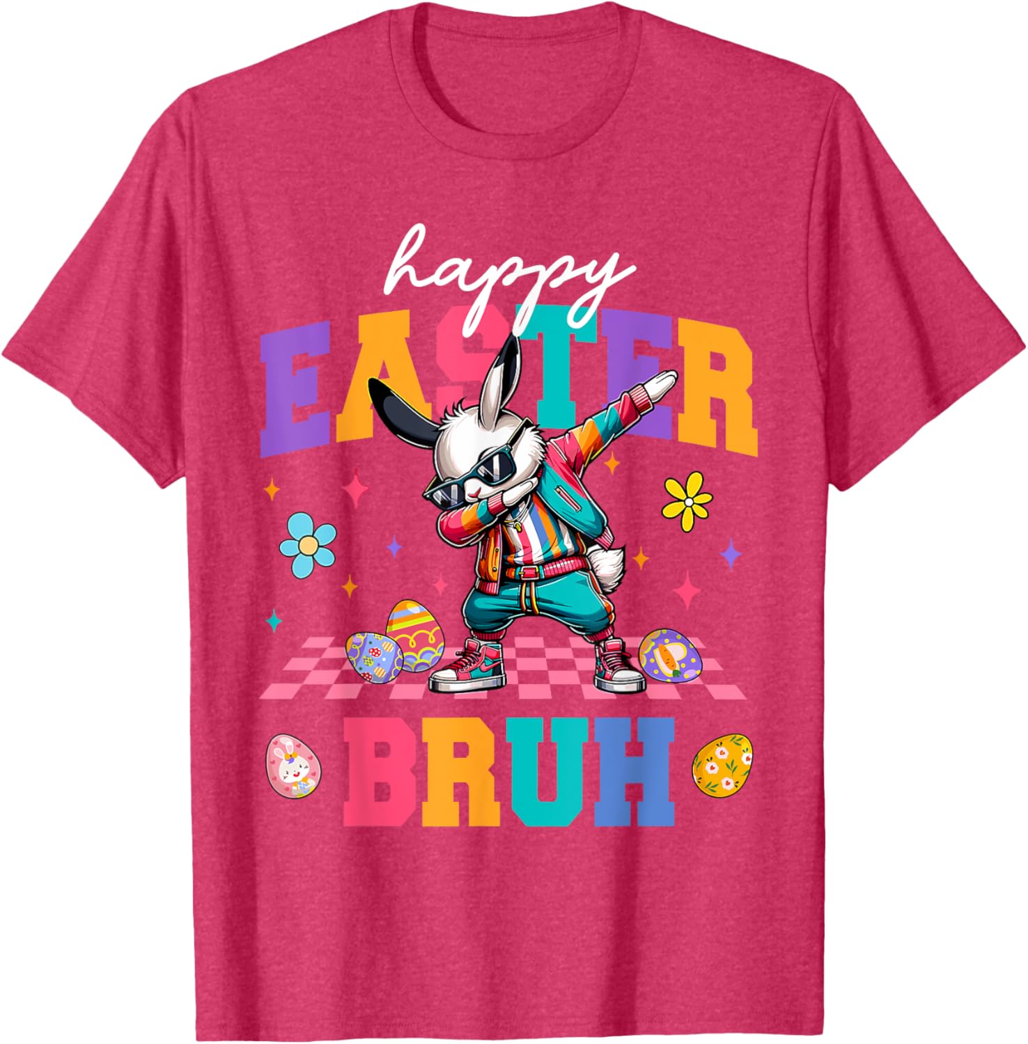 Retro Happy Easter Bruh Bunny Dabbing Tool Kids Easter Women T-Shirt