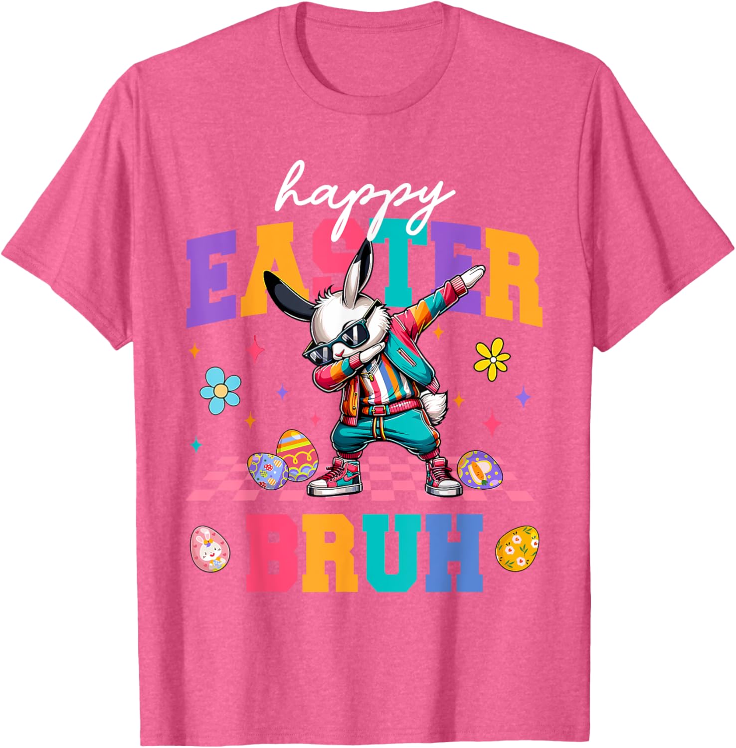 Retro Happy Easter Bruh Bunny Dabbing Tool Kids Easter Women T-Shirt