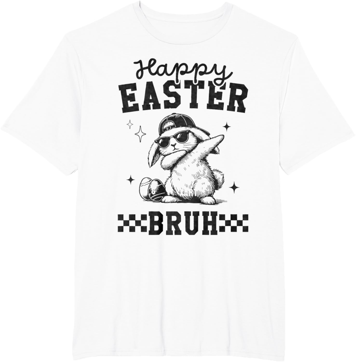 Retro Happy Easter Bruh Bunny Dabbing Tool Kids Easter Women T-Shirt