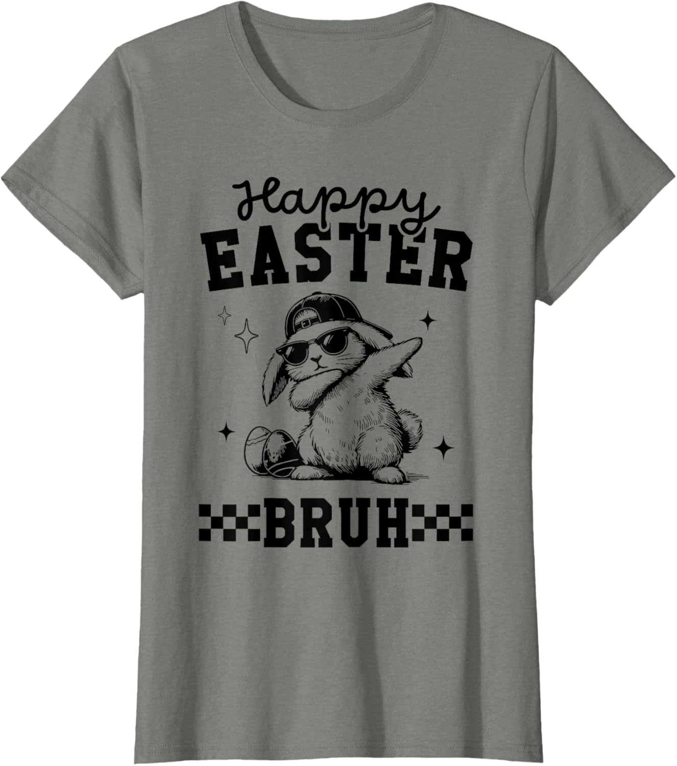 Retro Happy Easter Bruh Bunny Dabbing Tool Kids Easter Women T-Shirt