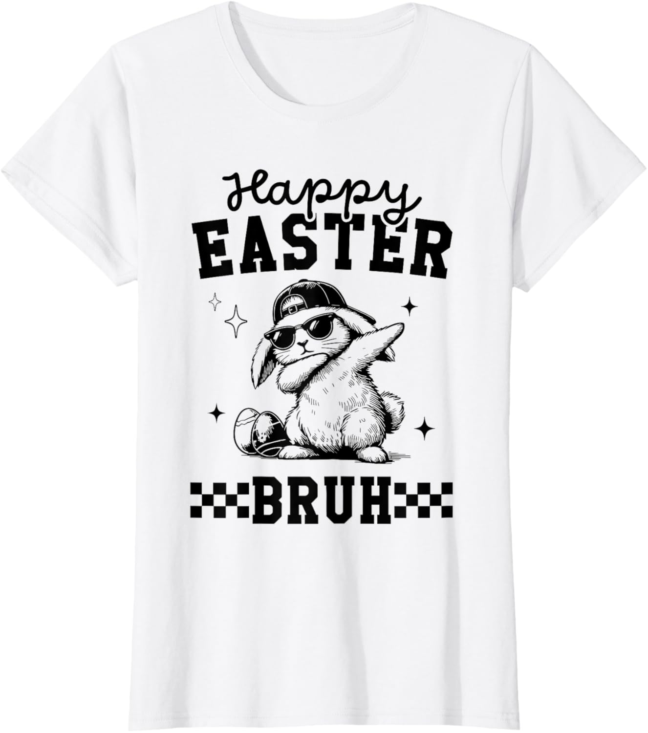 Retro Happy Easter Bruh Bunny Dabbing Tool Kids Easter Women T-Shirt