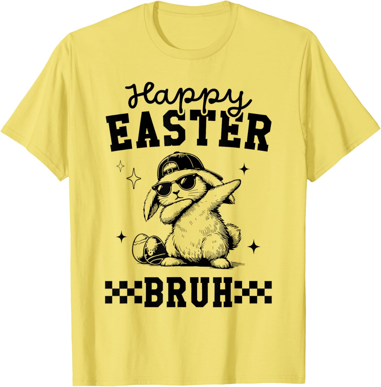 Retro Happy Easter Bruh Bunny Dabbing Tool Kids Easter Women T-Shirt