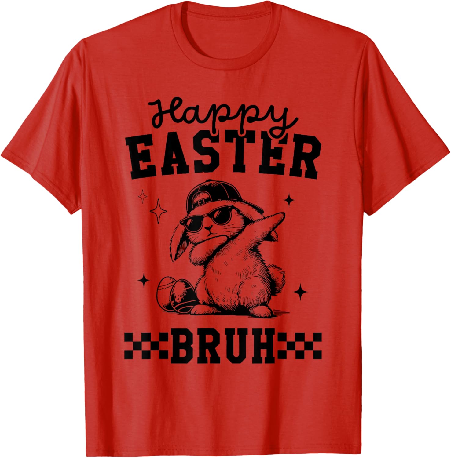 Retro Happy Easter Bruh Bunny Dabbing Tool Kids Easter Women T-Shirt