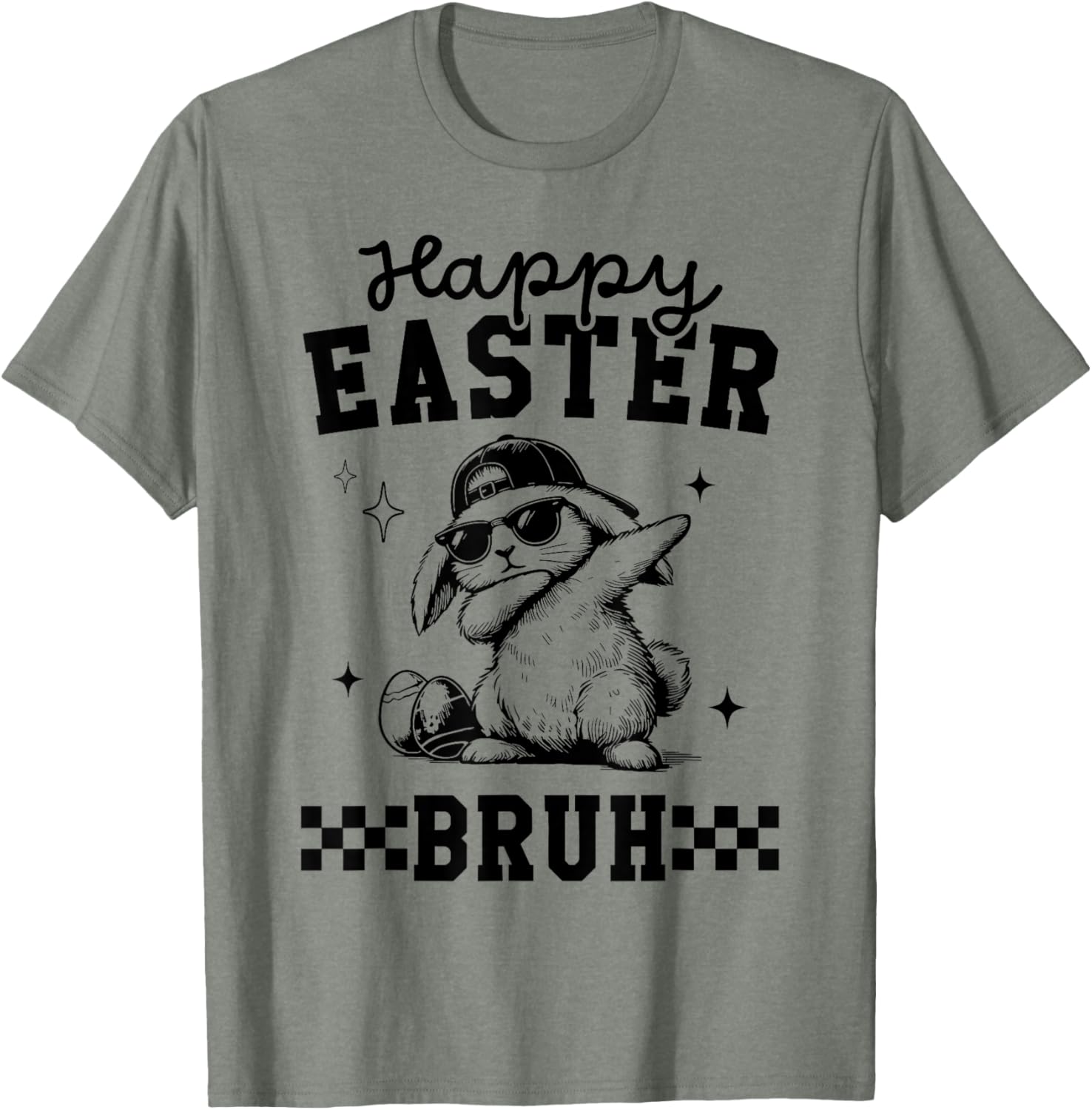 Retro Happy Easter Bruh Bunny Dabbing Tool Kids Easter Women T-Shirt