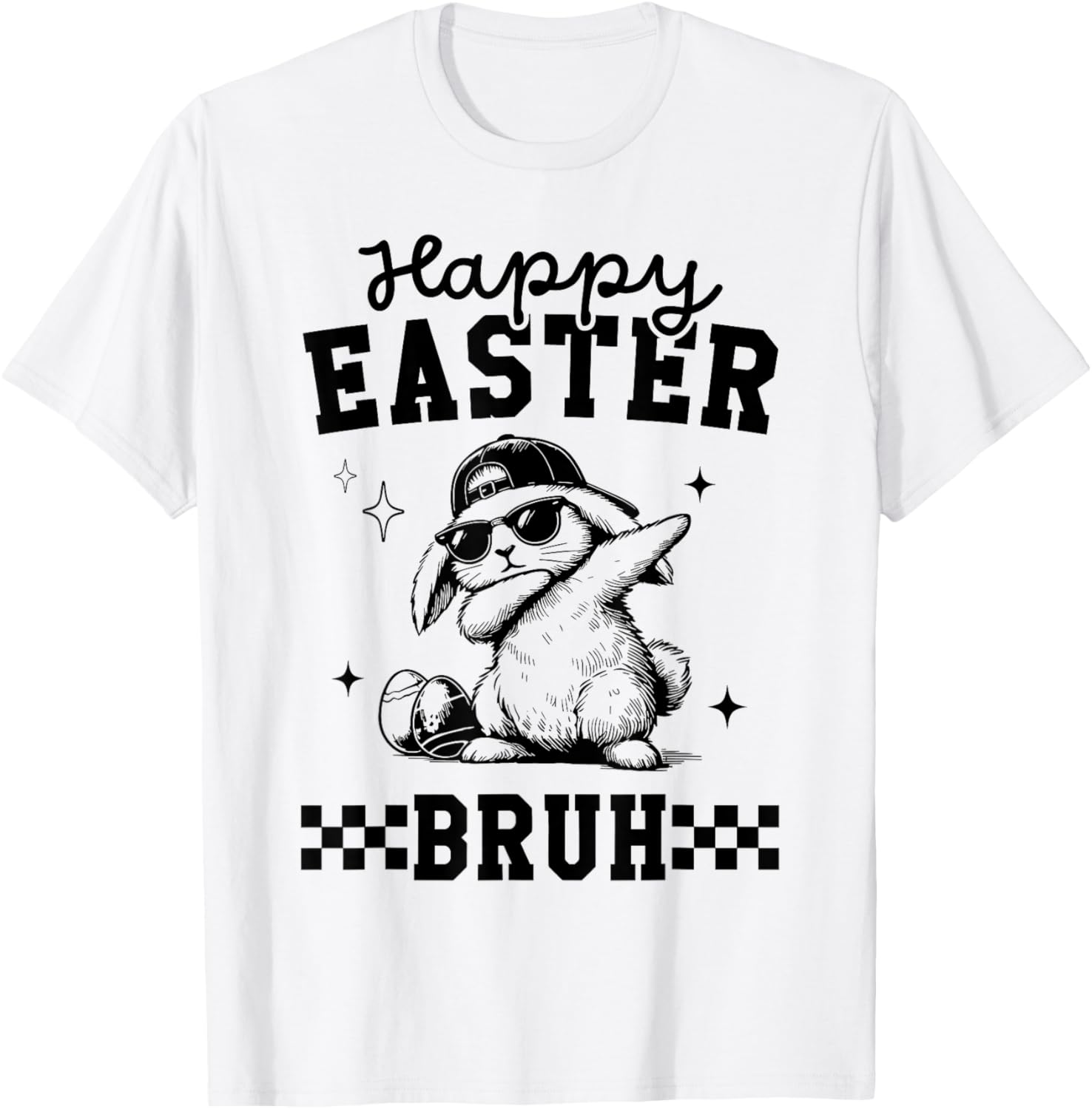 Retro Happy Easter Bruh Bunny Dabbing Tool Kids Easter Women T-Shirt