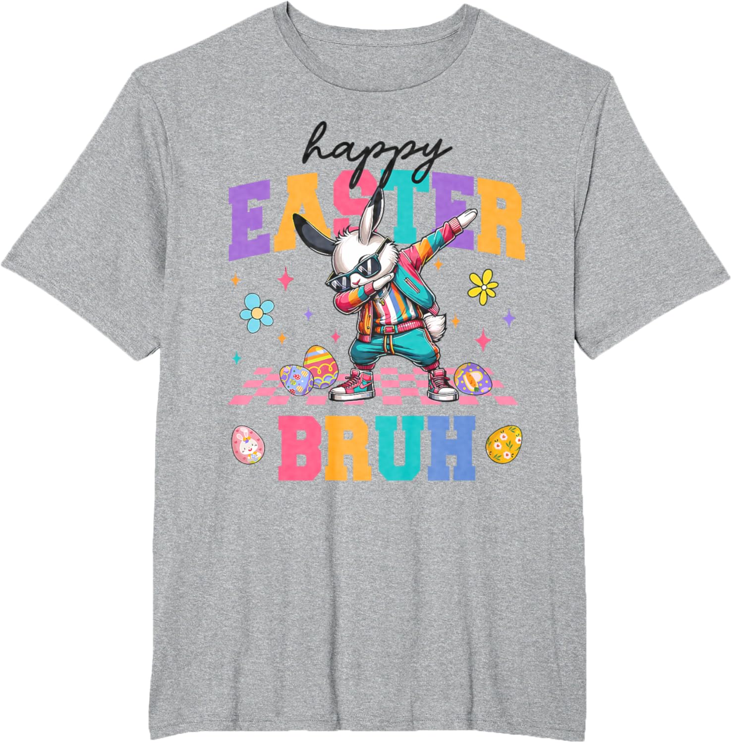 Retro Happy Easter Bruh Bunny Dabbing Tool Kids Easter Women T-Shirt