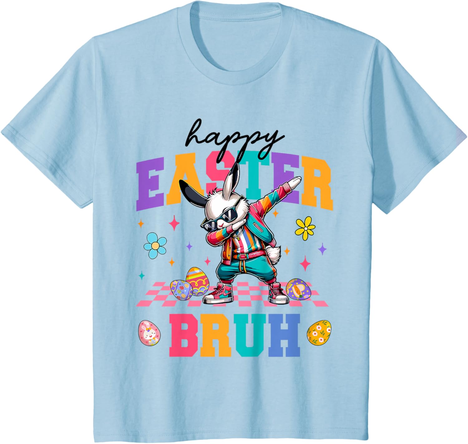 Retro Happy Easter Bruh Bunny Dabbing Tool Kids Easter Women T-Shirt