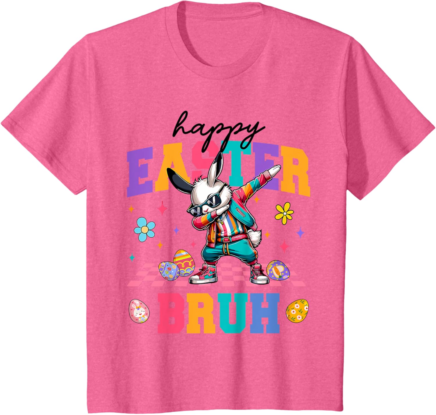 Retro Happy Easter Bruh Bunny Dabbing Tool Kids Easter Women T-Shirt