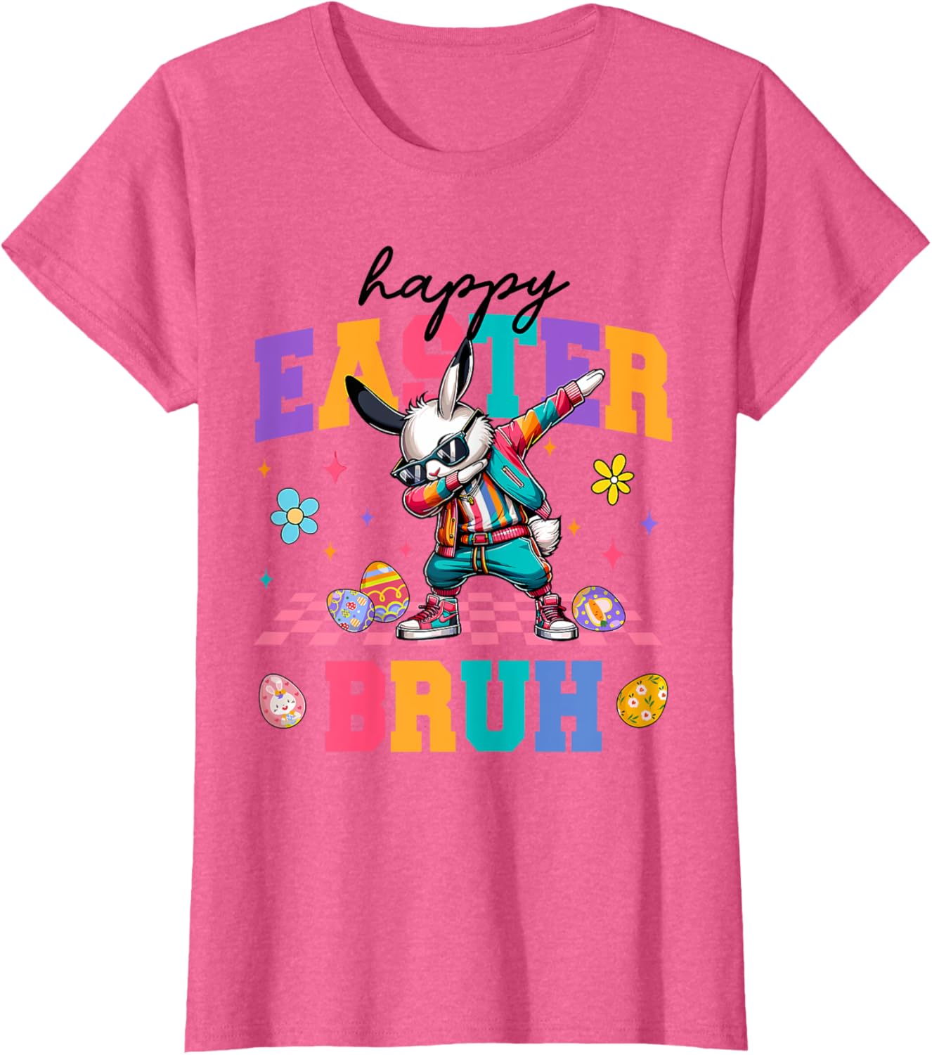 Retro Happy Easter Bruh Bunny Dabbing Tool Kids Easter Women T-Shirt