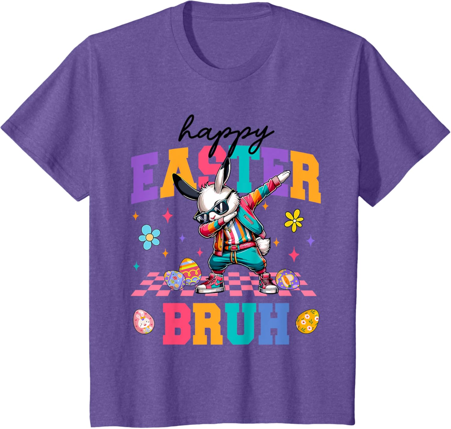 Retro Happy Easter Bruh Bunny Dabbing Tool Kids Easter Women T-Shirt