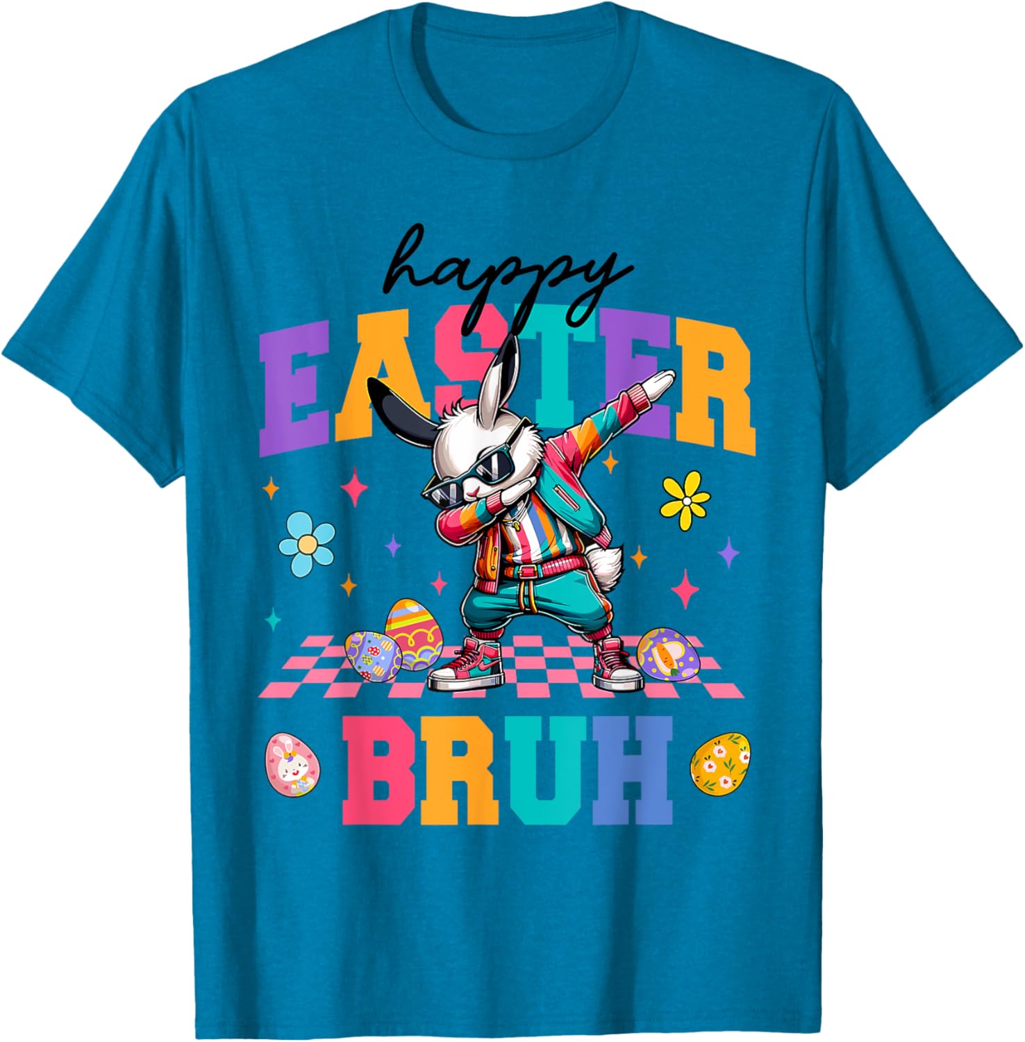 Retro Happy Easter Bruh Bunny Dabbing Tool Kids Easter Women T-Shirt