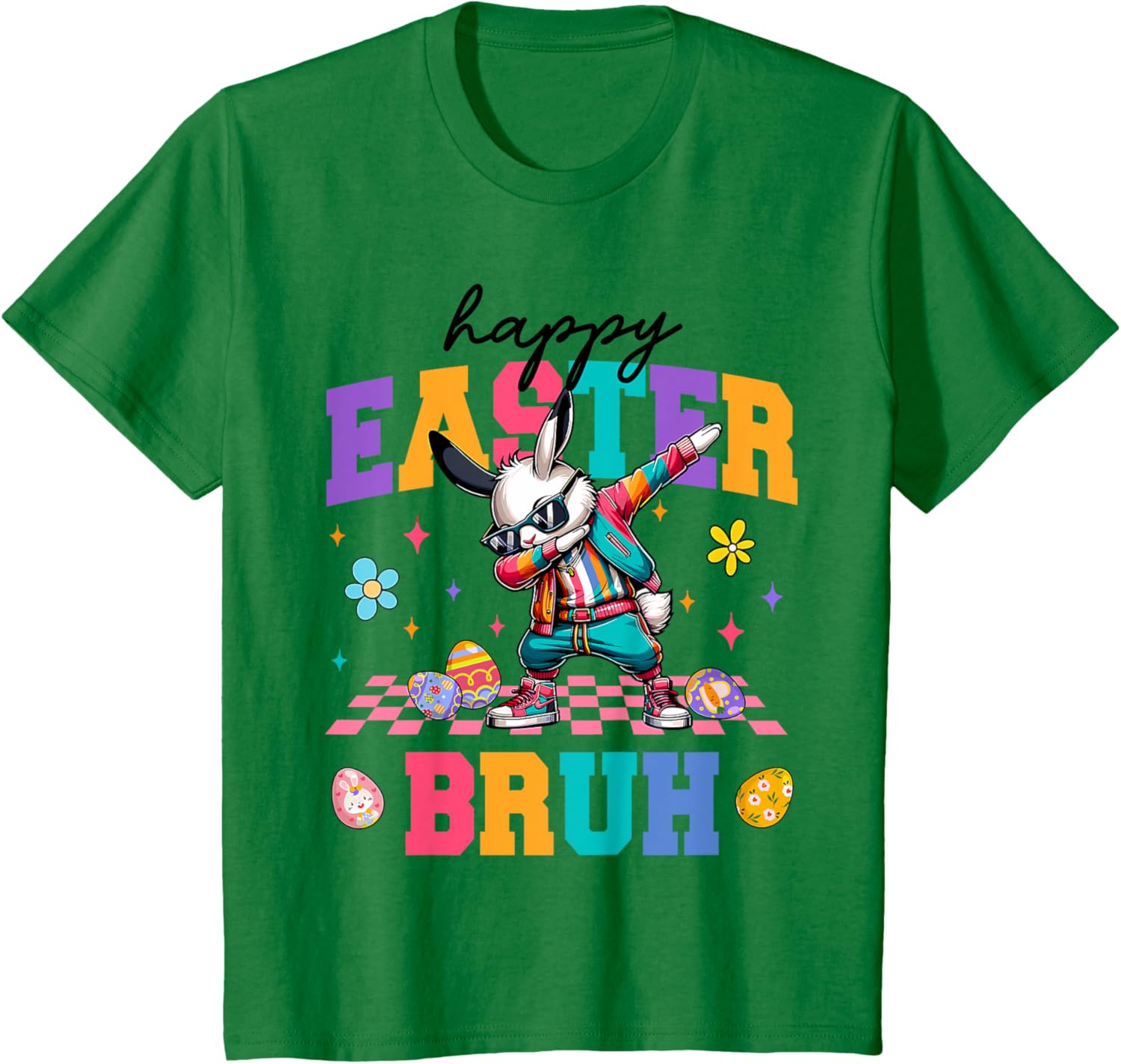 Retro Happy Easter Bruh Bunny Dabbing Tool Kids Easter Women T-Shirt