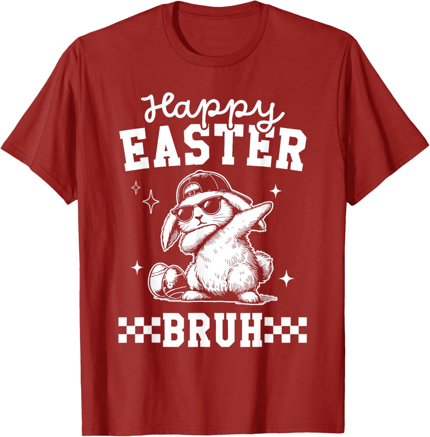 Retro Happy Easter Bruh Bunny Dabbing Tool Kids Easter Women T-Shirt