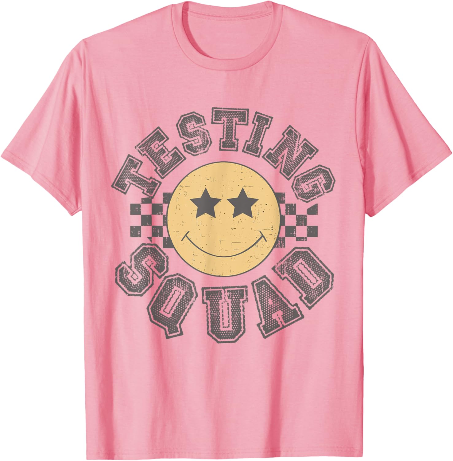 Retro Testing Squad Test Day Smile Face Teacher Student T-Shirt