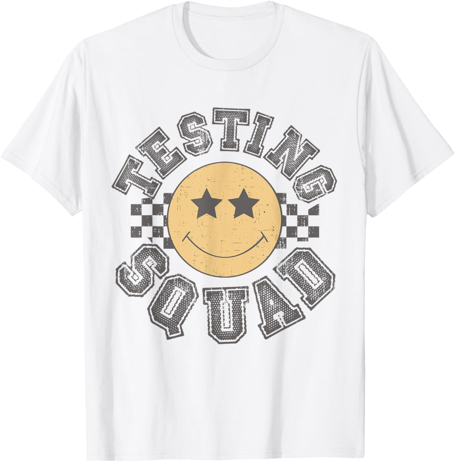 Retro Testing Squad Test Day Smile Face Teacher Student T-Shirt