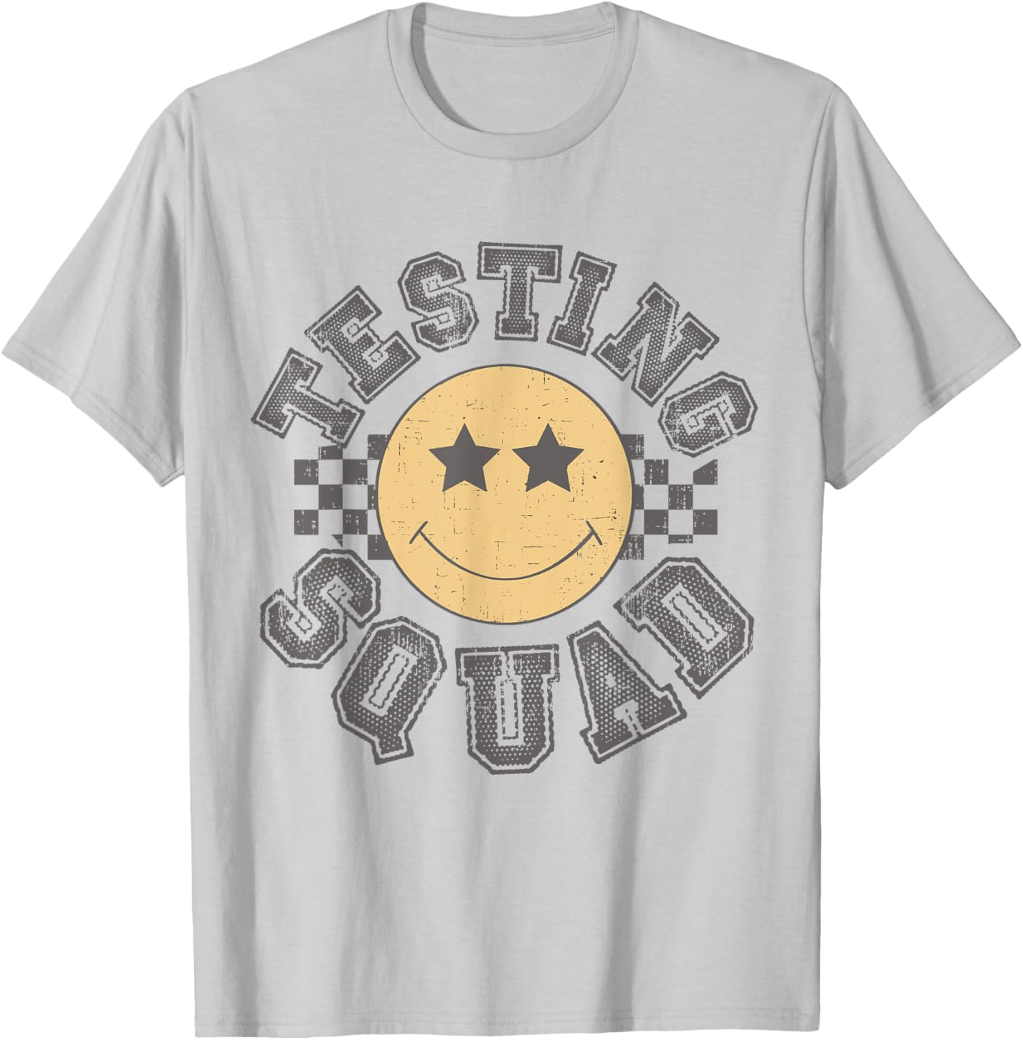Retro Testing Squad Test Day Smile Face Teacher Student T-Shirt