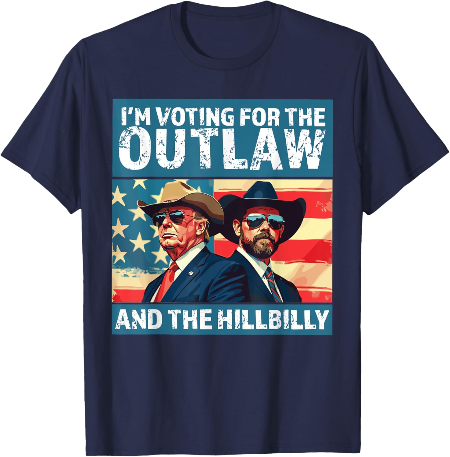 Ridin' With The Outlaw Hillbilly USA Flag Trump Vance 2024 T-Shirt