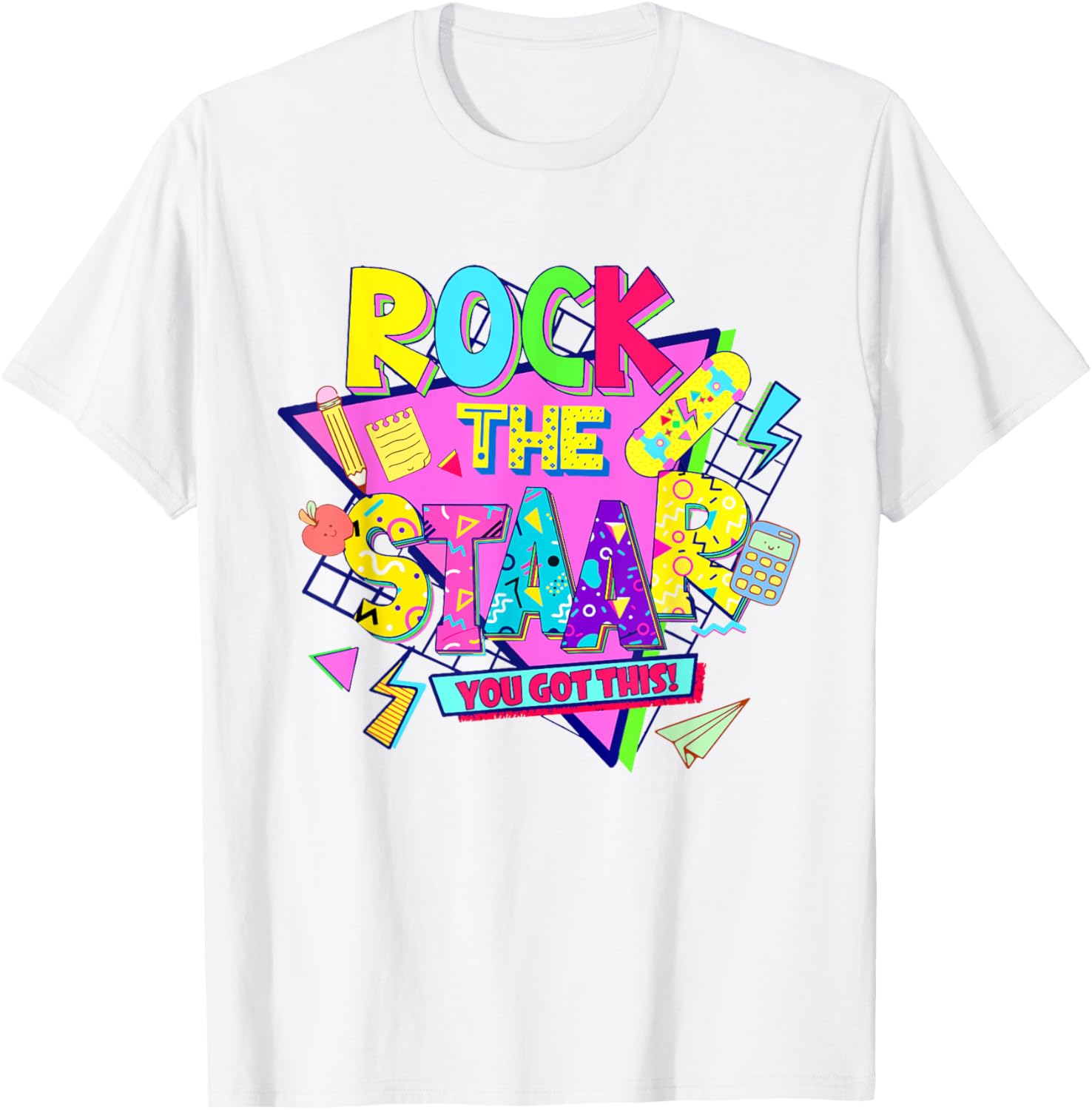 Rock The Staar Test Testing Day Retro Groovy Teacher Stars T-Shirt
