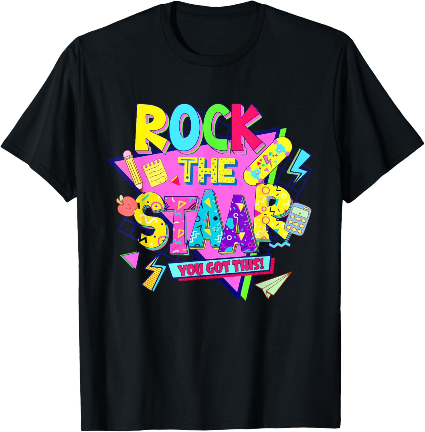 Rock The Staar Test Testing Day Retro Groovy Teacher Stars T-Shirt