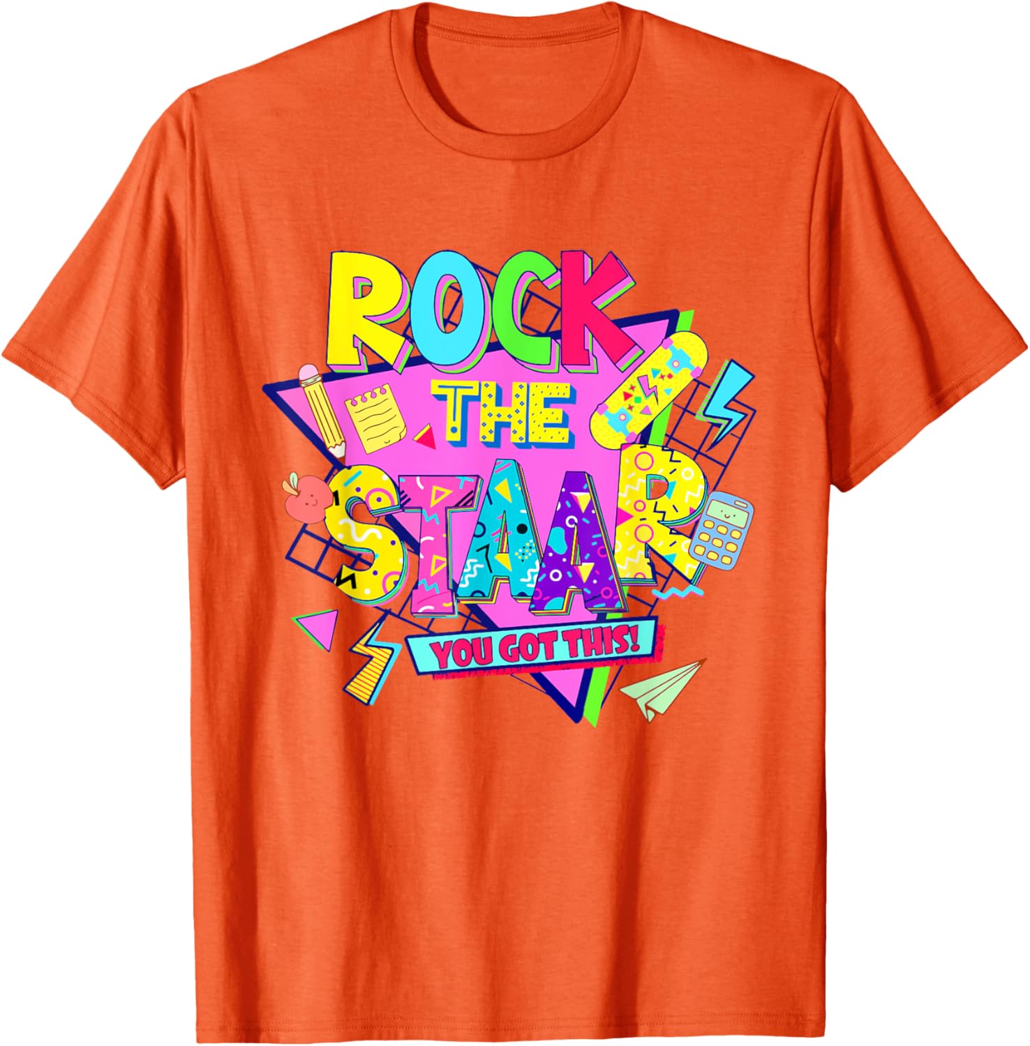 Rock The Staar Test Testing Day Retro Groovy Teacher Stars T-Shirt