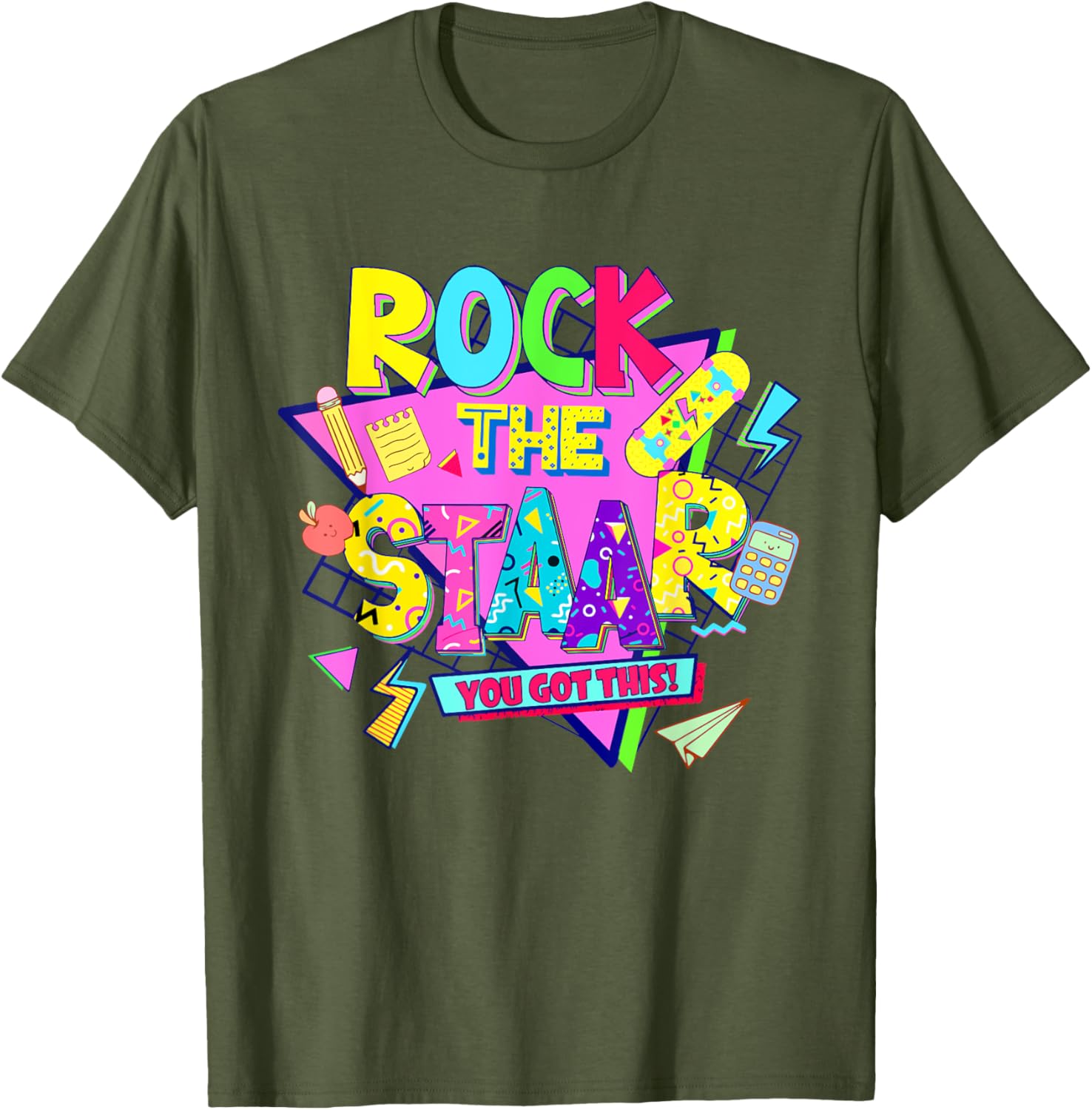 Rock The Staar Test Testing Day Retro Groovy Teacher Stars T-Shirt