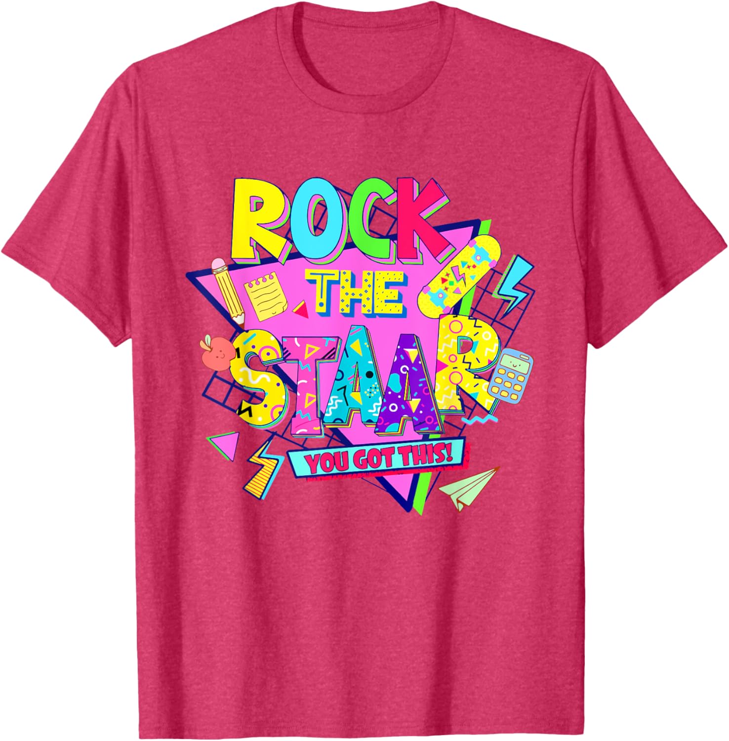 Rock The Staar Test Testing Day Retro Groovy Teacher Stars T-Shirt