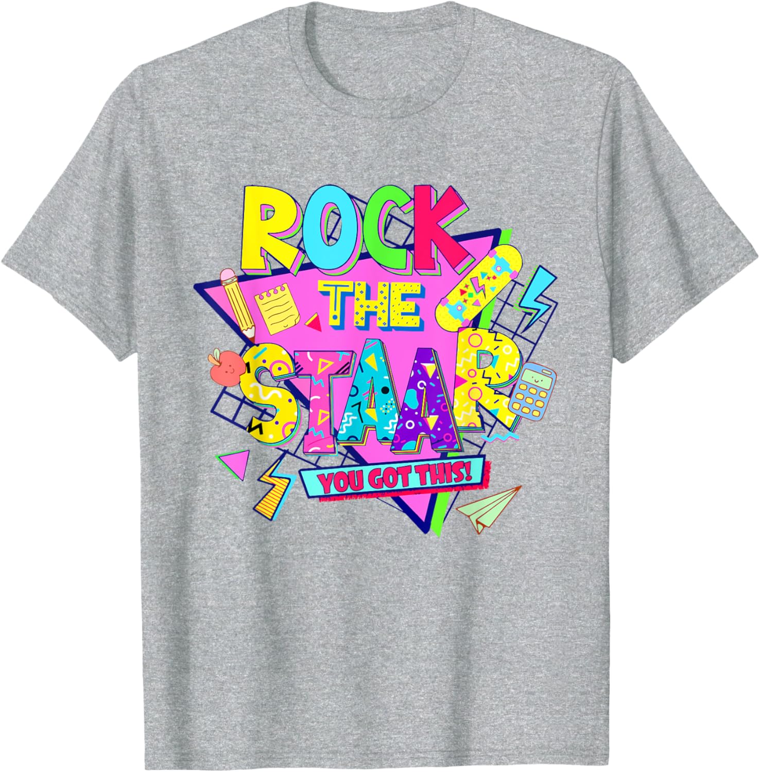 Rock The Staar Test Testing Day Retro Groovy Teacher Stars T-Shirt