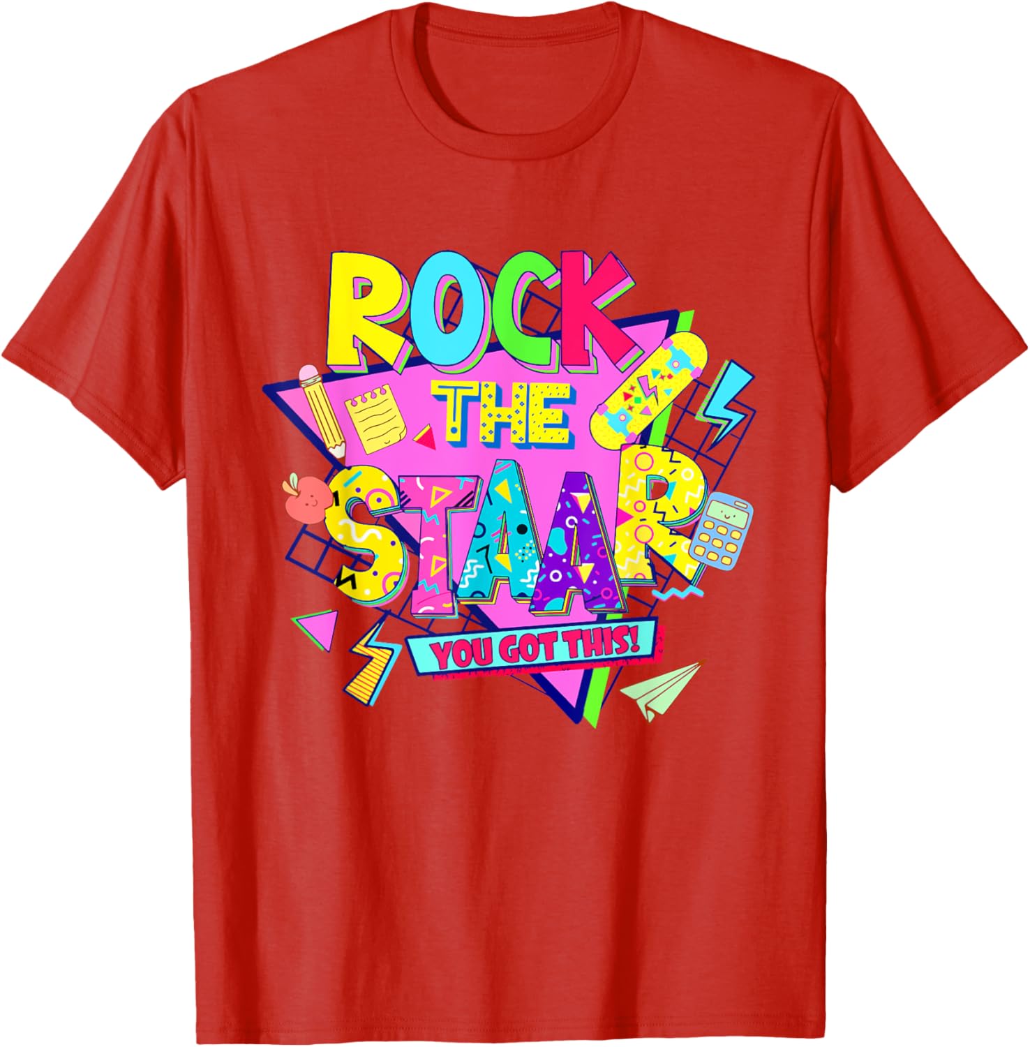 Rock The Staar Test Testing Day Retro Groovy Teacher Stars T-Shirt