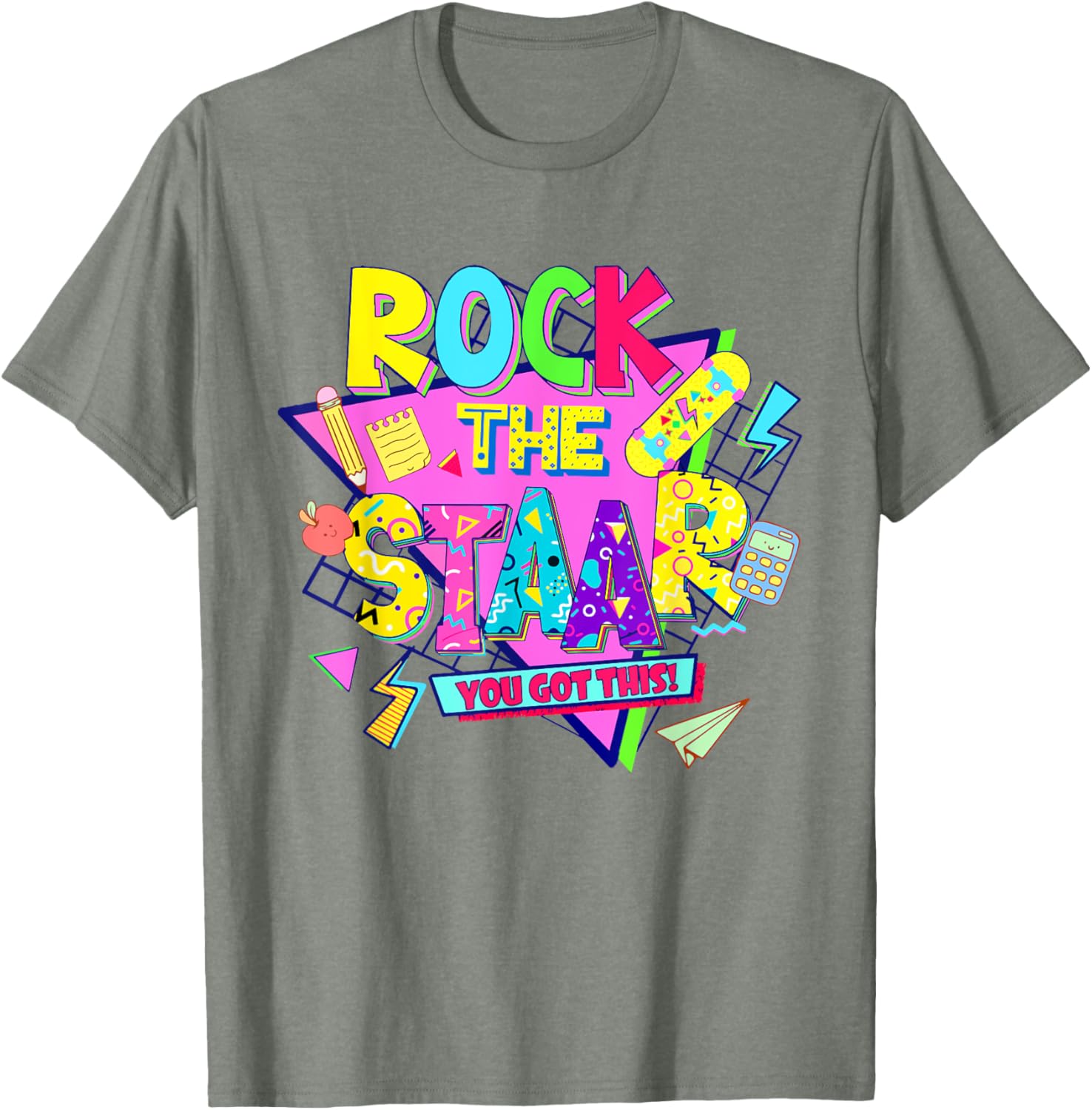 Rock The Staar Test Testing Day Retro Groovy Teacher Stars T-Shirt