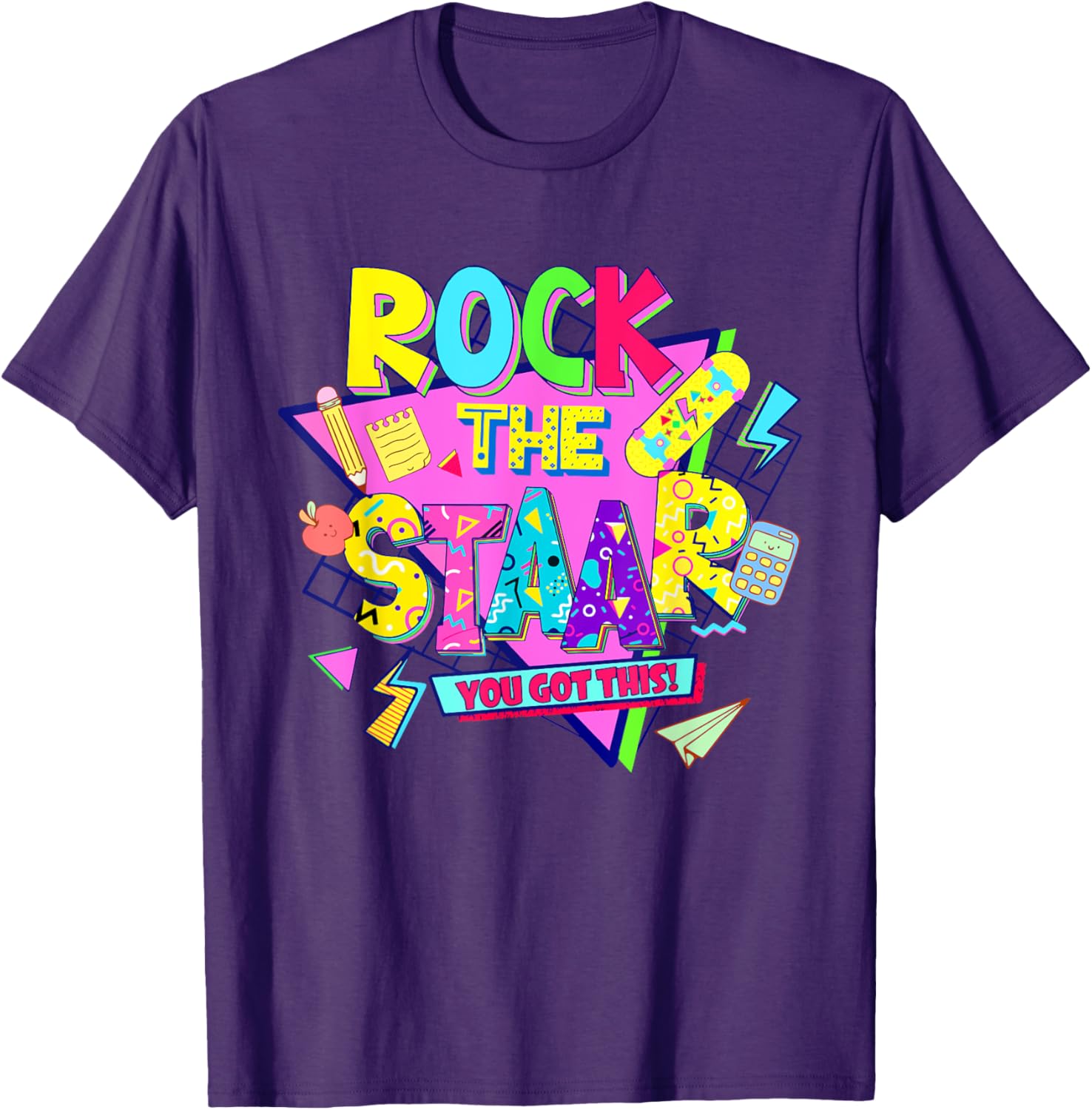 Rock The Staar Test Testing Day Retro Groovy Teacher Stars T-Shirt