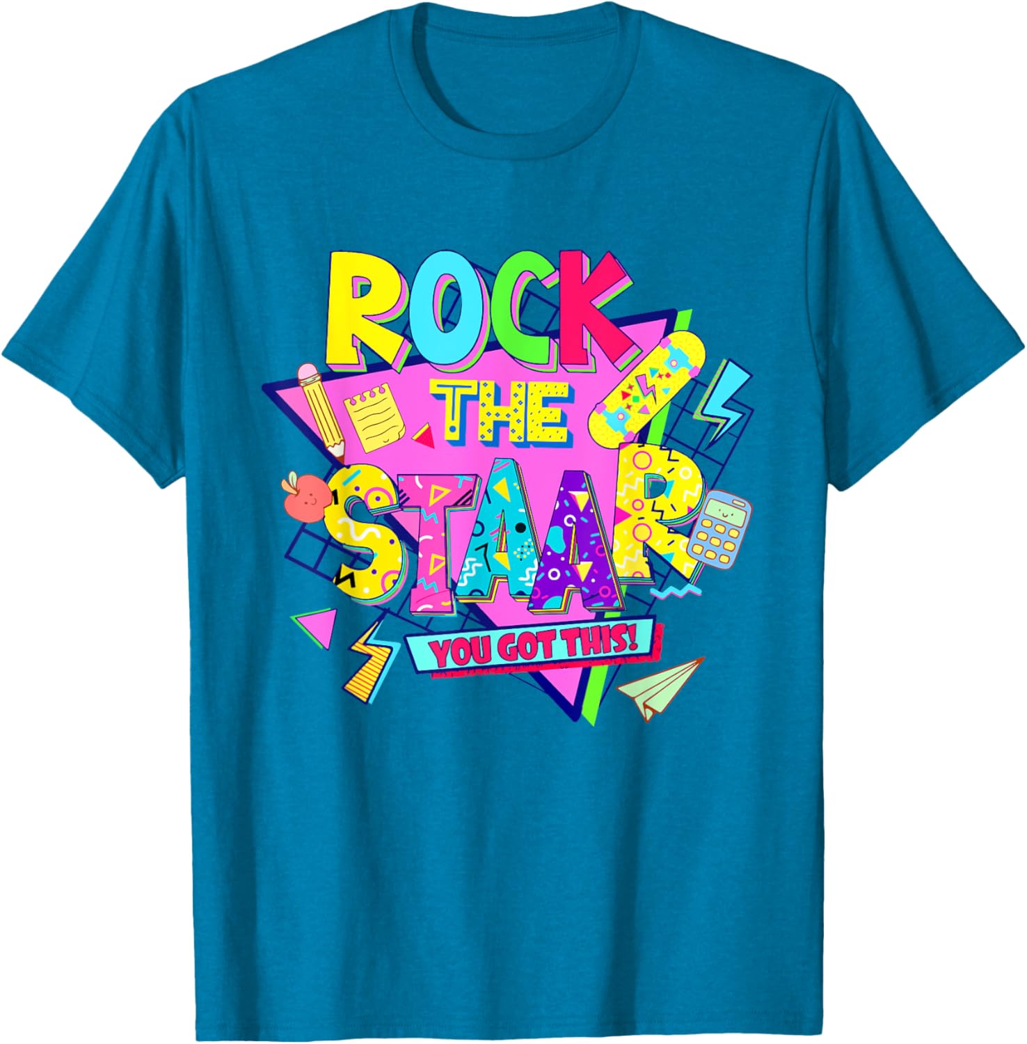 Rock The Staar Test Testing Day Retro Groovy Teacher Stars T-Shirt