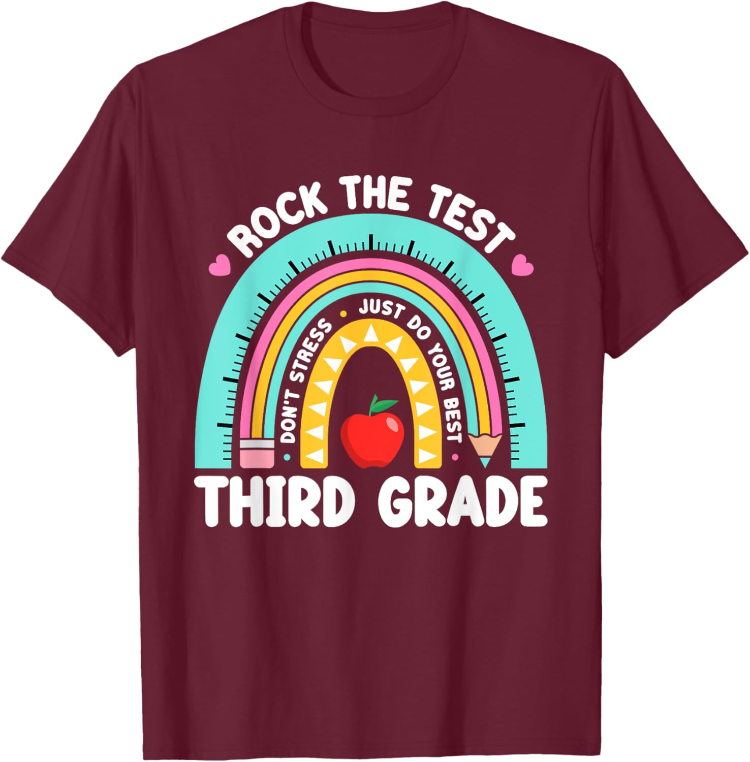 Rock The Test Day 3rd Grade Teacher Third Grade Testing Day T-Shirt