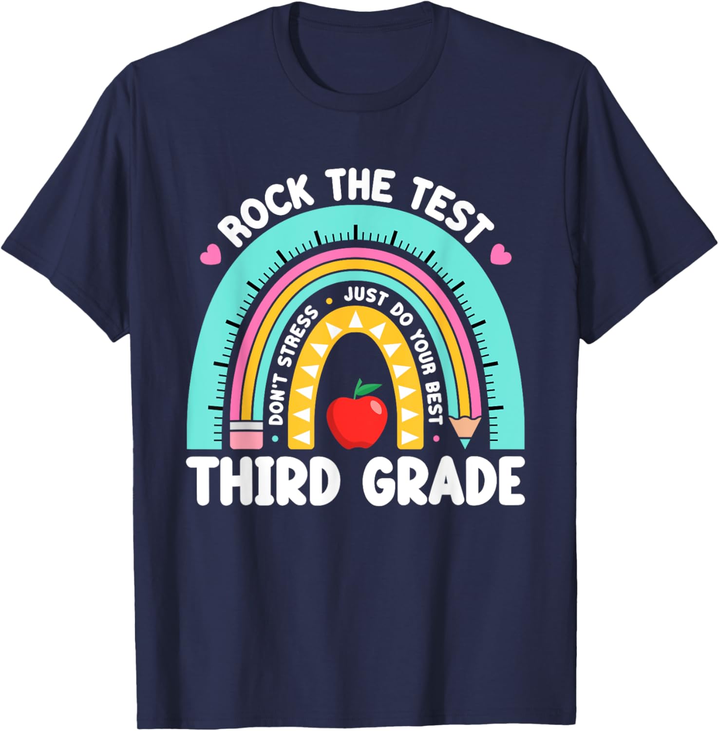 Rock The Test Day 3rd Grade Teacher Third Grade Testing Day T-Shirt