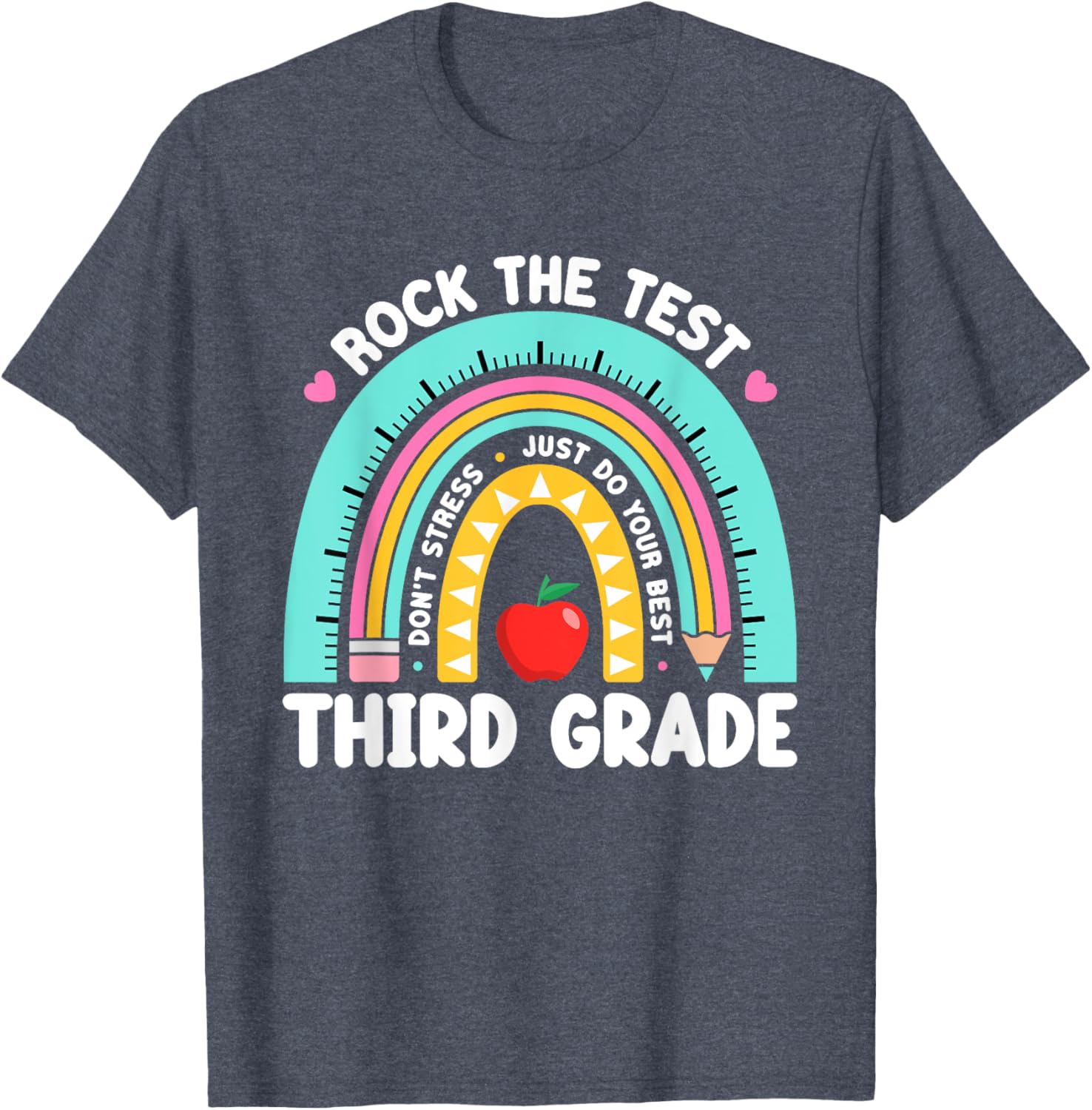 Rock The Test Day 3rd Grade Teacher Third Grade Testing Day T-Shirt