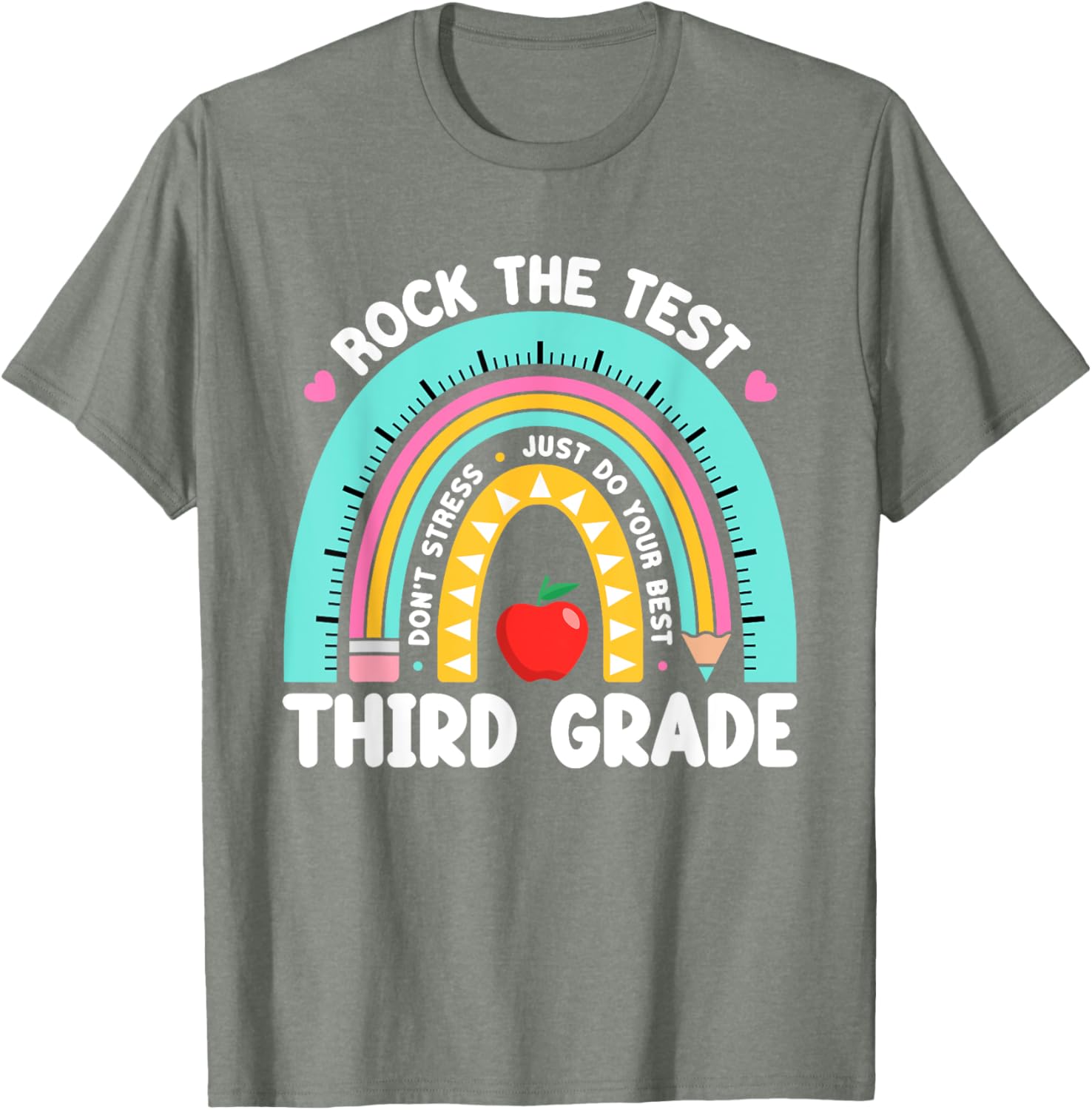 Rock The Test Day 3rd Grade Teacher Third Grade Testing Day T-Shirt